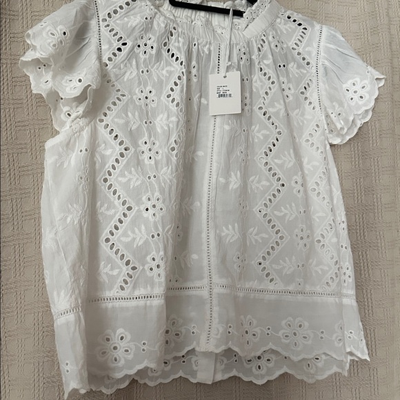 Jennifer Grace Tops - Chic White Eyelet Blouse
